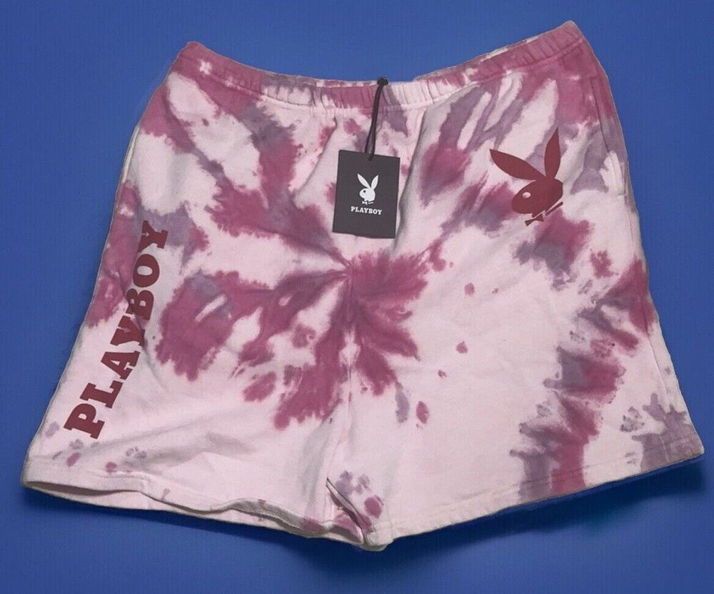 Playboy Surf Club Fleece Shorts pink Tye Dye Size Small
